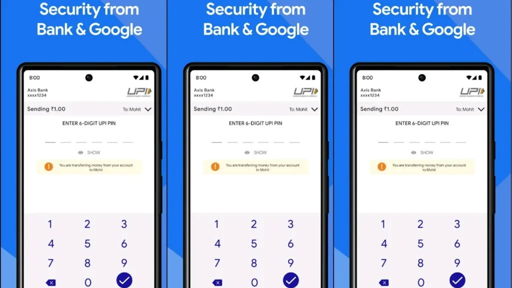 Security from Google pay and bank