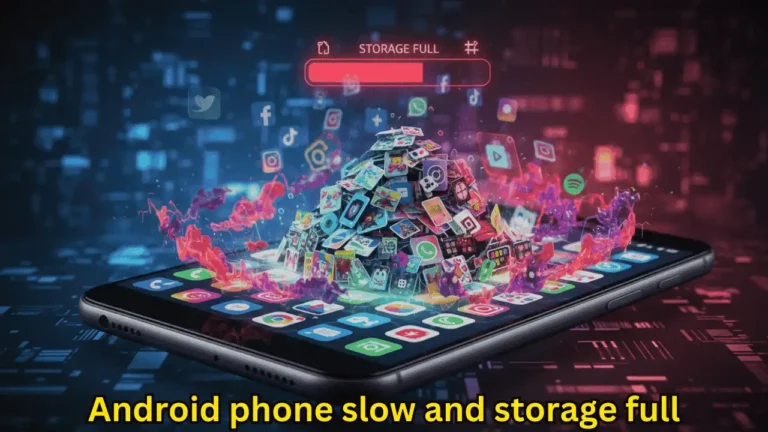 Android phone slow and storage full issue visual concept