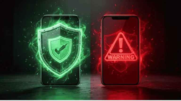 Comparison concept of fake and official government mobile apps