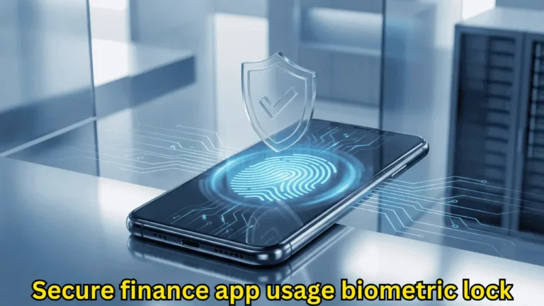 Secure finance app usage biometric lock and mobile security concept