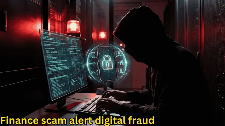 Finance scam alert digital fraud warning concept illustration