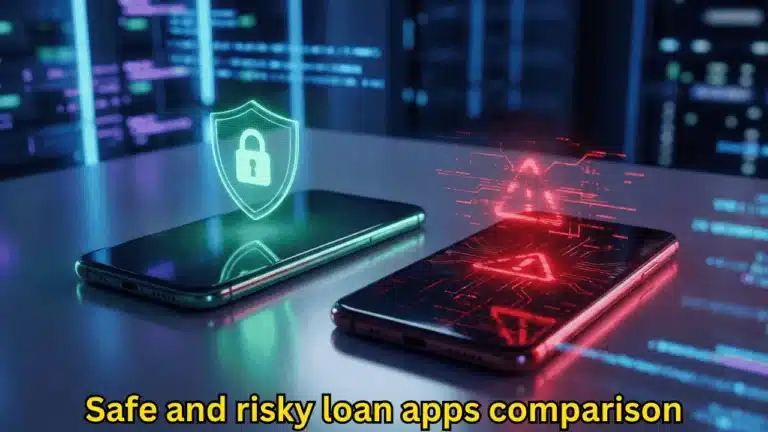 Safe and risky loan apps comparison digital security concept