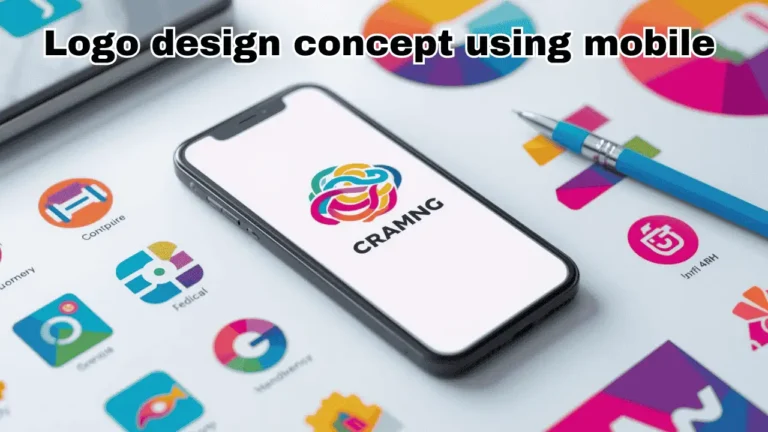 Logo design concept using mobile art and design apps for small business and YouTubers