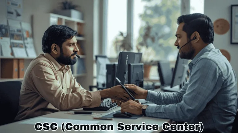 Farmer getting PM Kisan help at CSC center service point