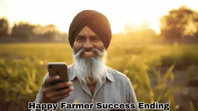 Happy farmer after receiving PM Kisan installment payment successfully