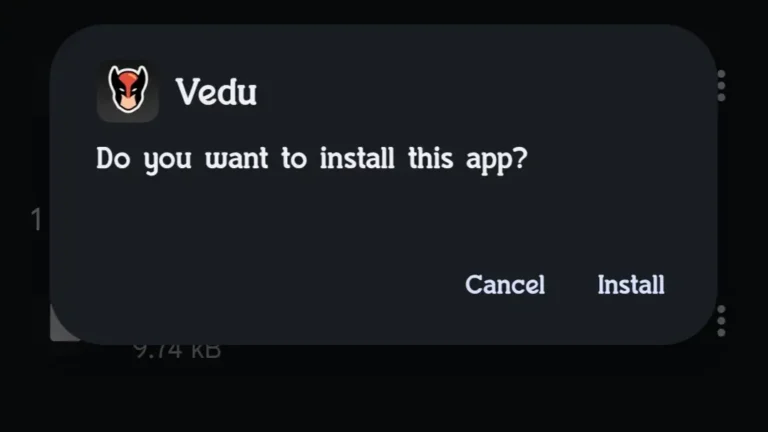 vedu app download android installation screen showing install option