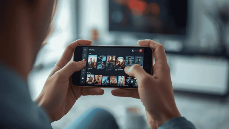 android smartphone watching streaming video app interface