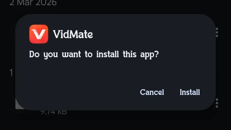 Vidmate app kaise download Karen process me Android phone par VidMate install confirmation popup