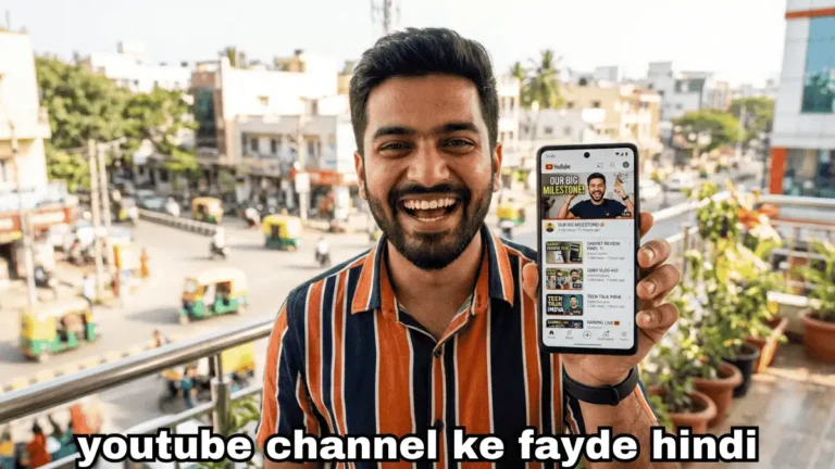 youtube channel ke fayde hindi me mobile par video upload aur audience growth concept