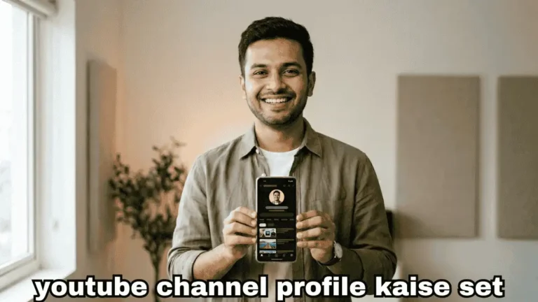 youtube channel profile kaise set kare hindi me mobile par profile page interface