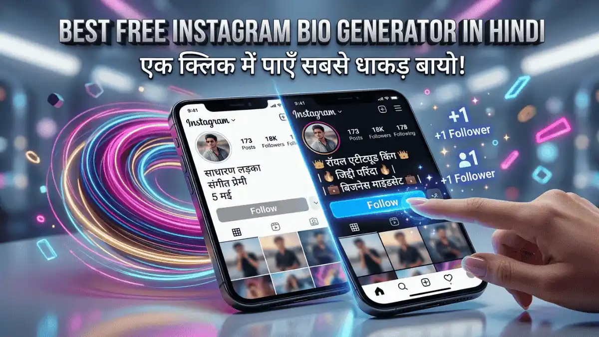 High-quality 8K cinematic image of Instagram profile transformation using bio generator.
